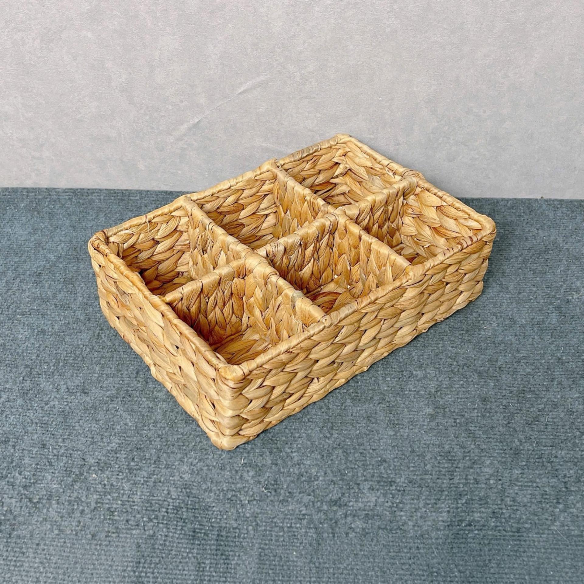 Handwoven Water Hyacinth Compartment Organizer Tray