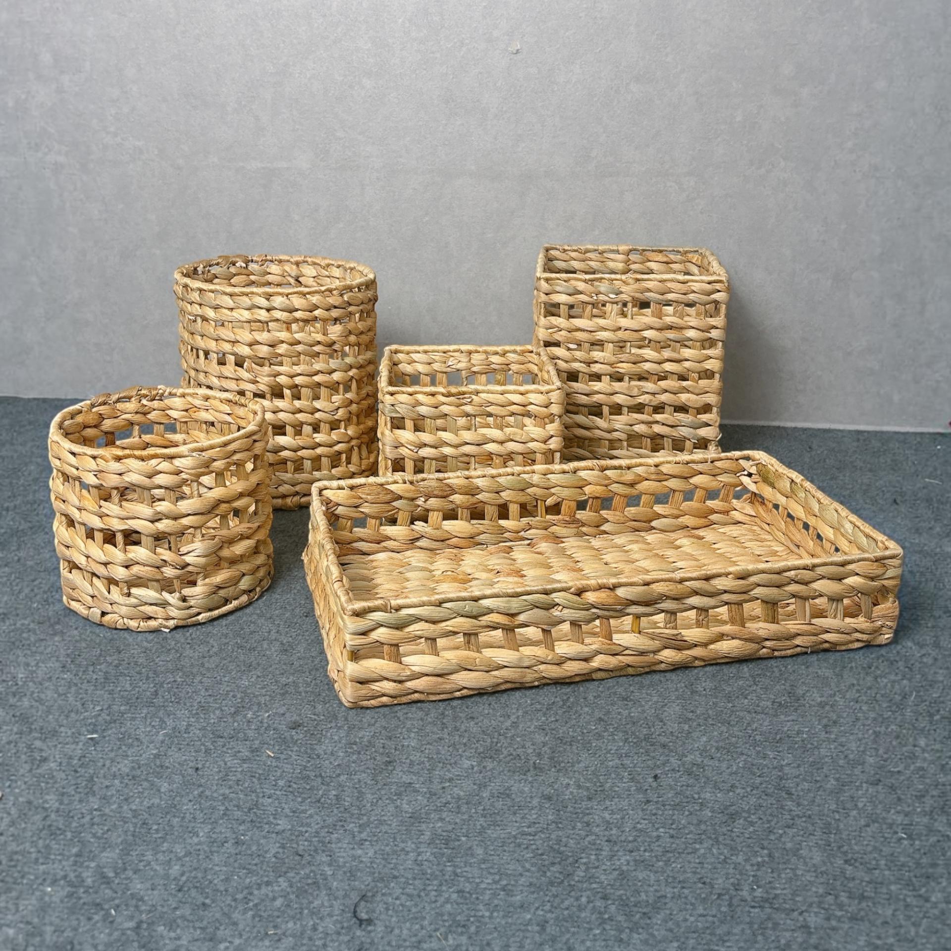 Handwoven Water Hyacinth Kitchen Organizer Set