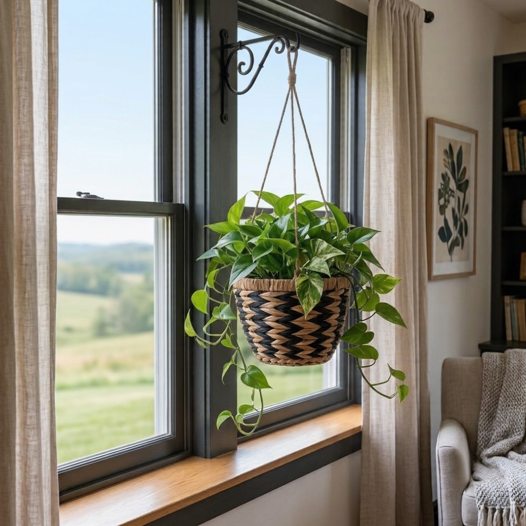 Water Hyacinth Zebra Hanging Planter Basket